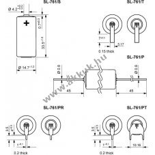 Tadiran/Sonnenschein SL761P 2/3 AA axi�lis csatlakoz� 3,6V 1500mAh elem l�tium