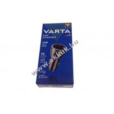 VARTA aut�s t�lt� dupla USB Type-C PD �s USB-A 45W 12V/24V