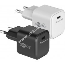 Goobay Single Fast Charger 45W USB-C PD GaN nano feh�r 1x USB-C csatlakoz� gyorst�lt�