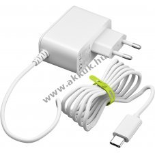 H�l�zati t�pegys�g Raspberry Pi 5 27W GaN feh�r kompakt csere USB-C csatlakoz�val