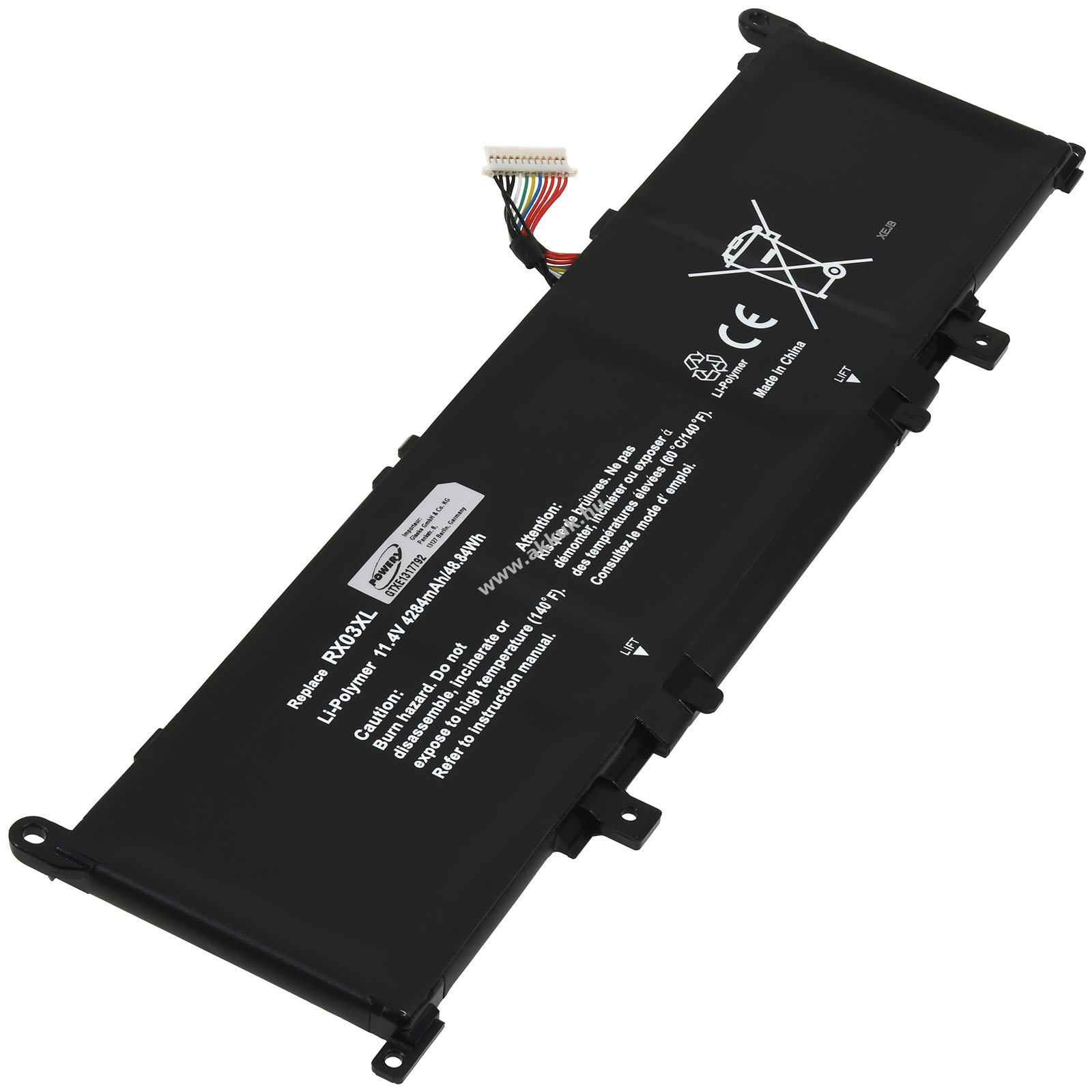HP típus RX03XL helyettesítő akku 11,4V 4300mAh 49Wh Li-Ion