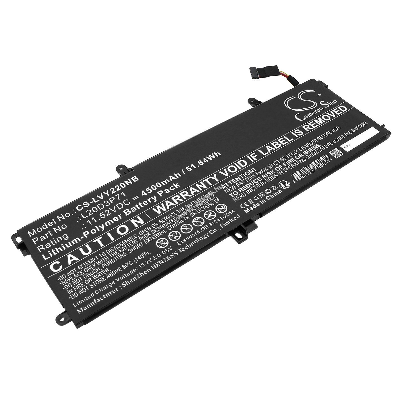 Lenovo ThinkPad X13 Yoga G2 20W80015GE akku kábellel, dugóval (helyettesítő)