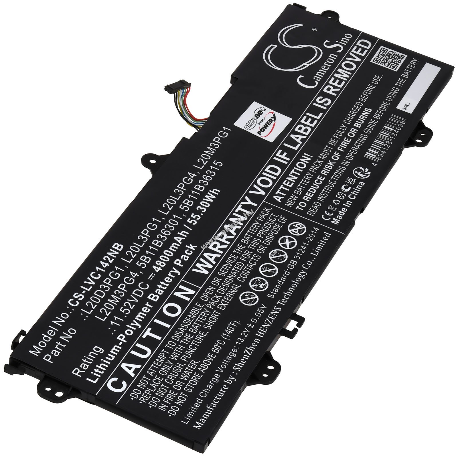 Lenovo 14w Gen 2 82N8000CAK helyettesítő laptop akku 11,52V 4800mAh 355,3Wh Li-Polymer
