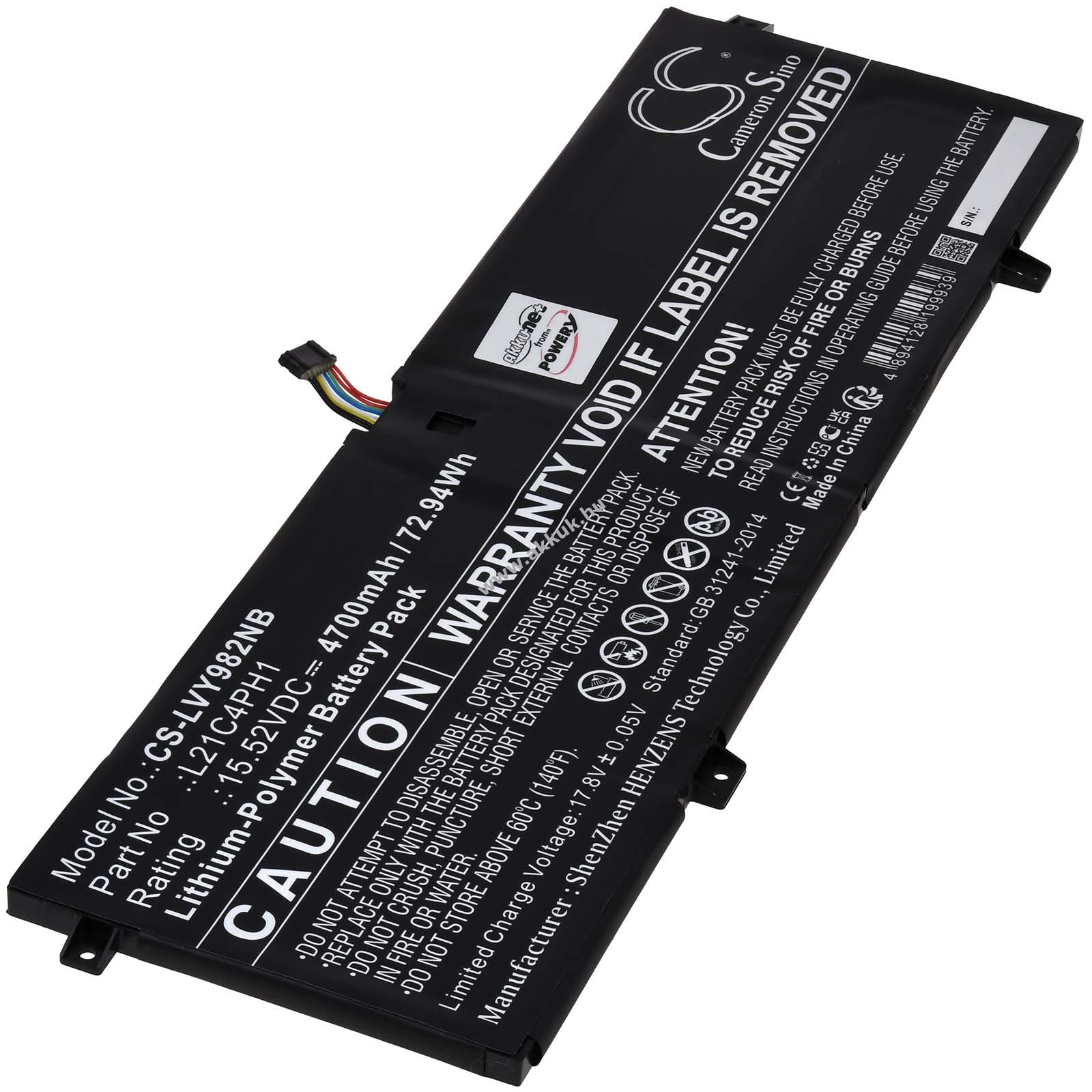 Helyettesítő akku Lenovo Yoga Slim 9 14IAP7 82T0001QAR laptophoz