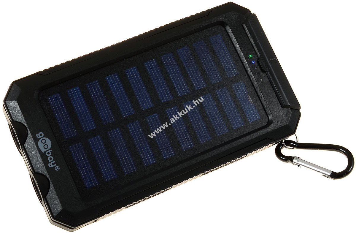 goobay sport Powerbank napelemes szolár akkutöltő Sony XZ/XA zseblámpa, elemlámpafunkcióval 8,0Ah