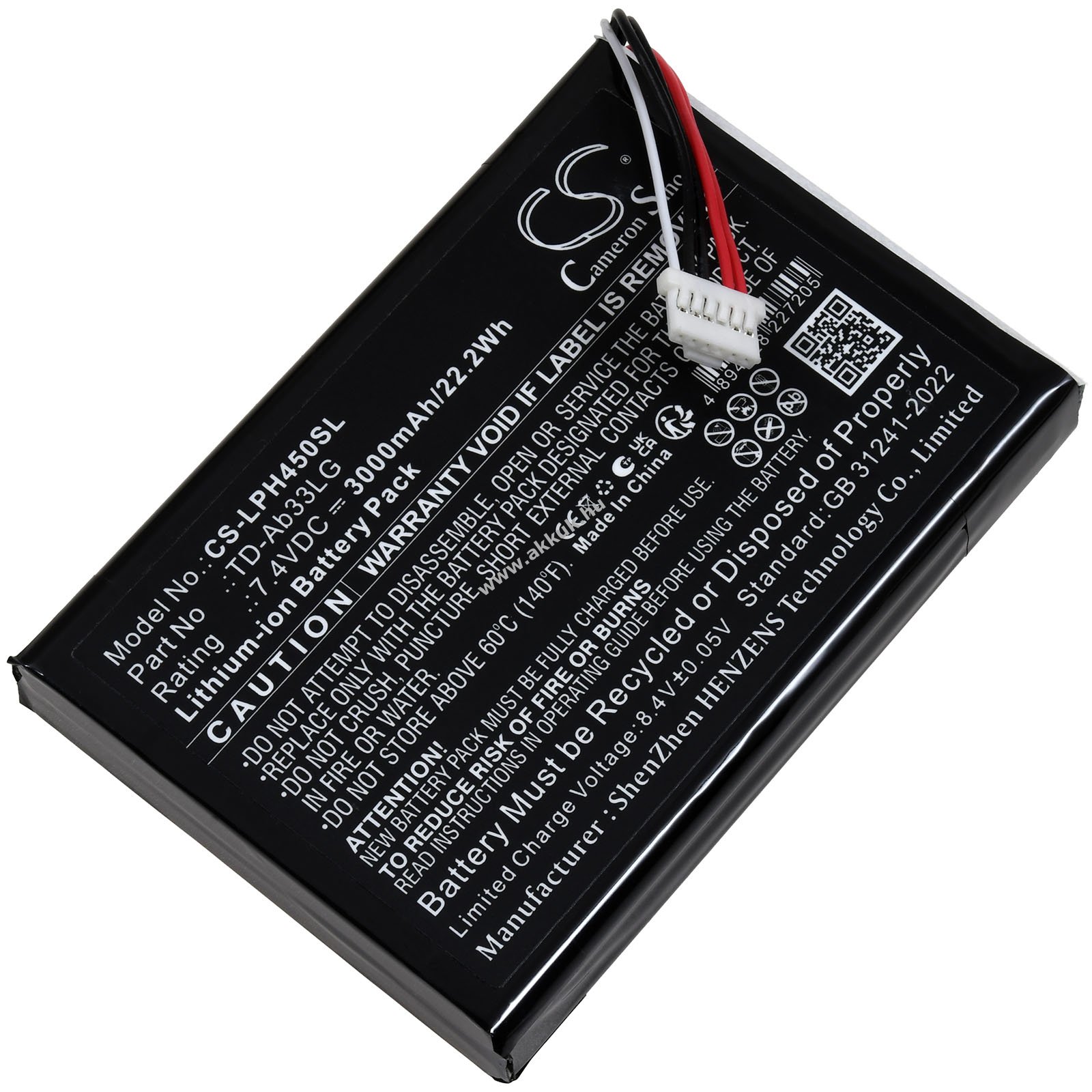 LG típus EAC63379202 helyettesítő akku 7,4V 3000mAh 22Wh Li-Ion