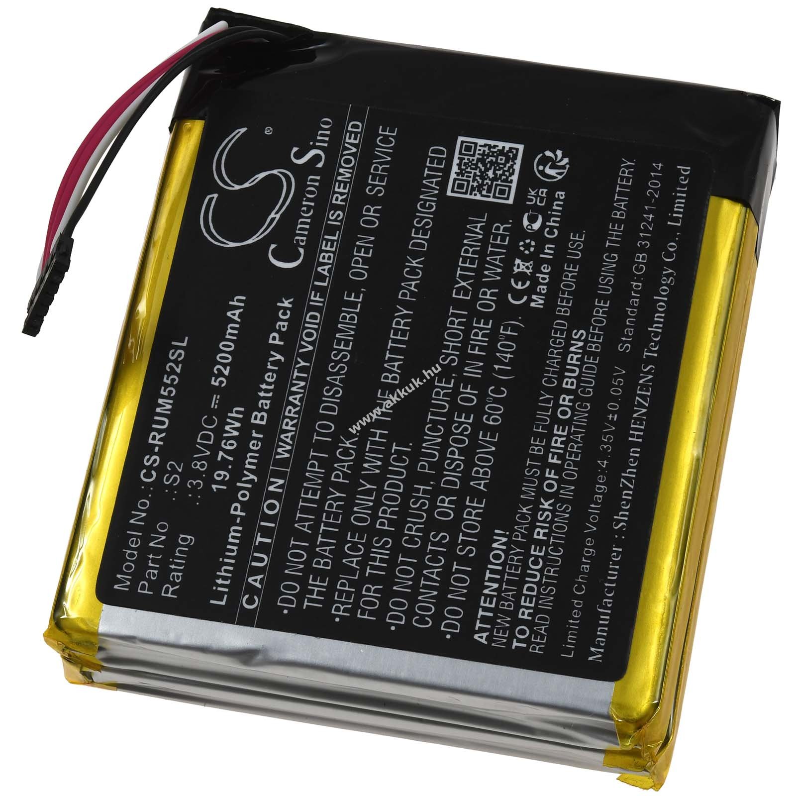 Helyettesítő akku Ring típus S2