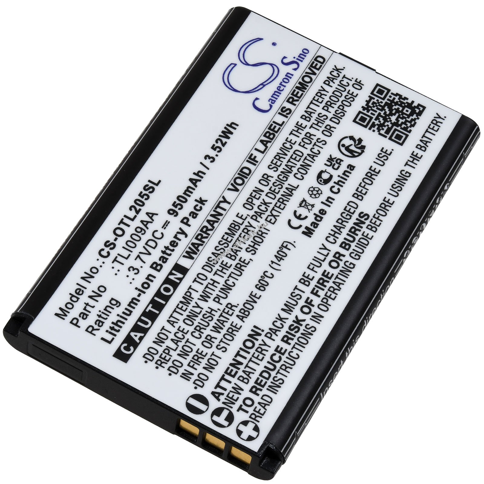 Alcatel One Touch 2053 helyettesítő nyomógombos mobiltelefon akku 3,7V 950mAh 3,5Wh Li-Ion