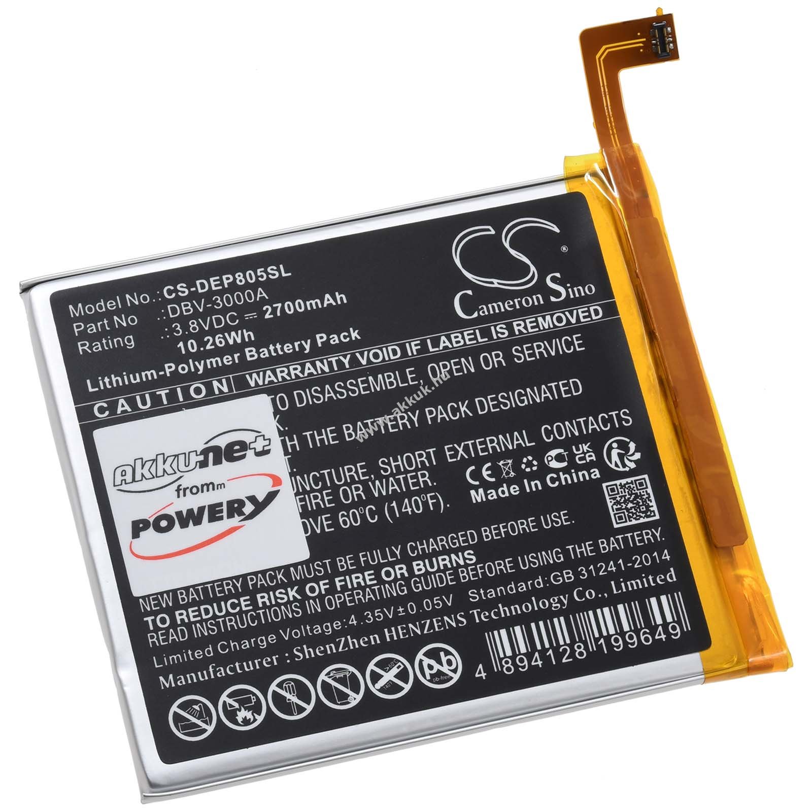 Helyettesítő mobiltelefon akku Doro 8050 DBS-0230 2700mAh Li-Polymer