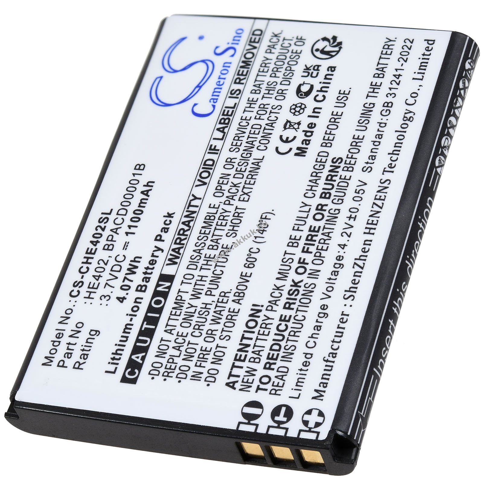Helyettesítő akku Nokia TA-1482 mobiltelefonhoz 1100mAh Li-Ion