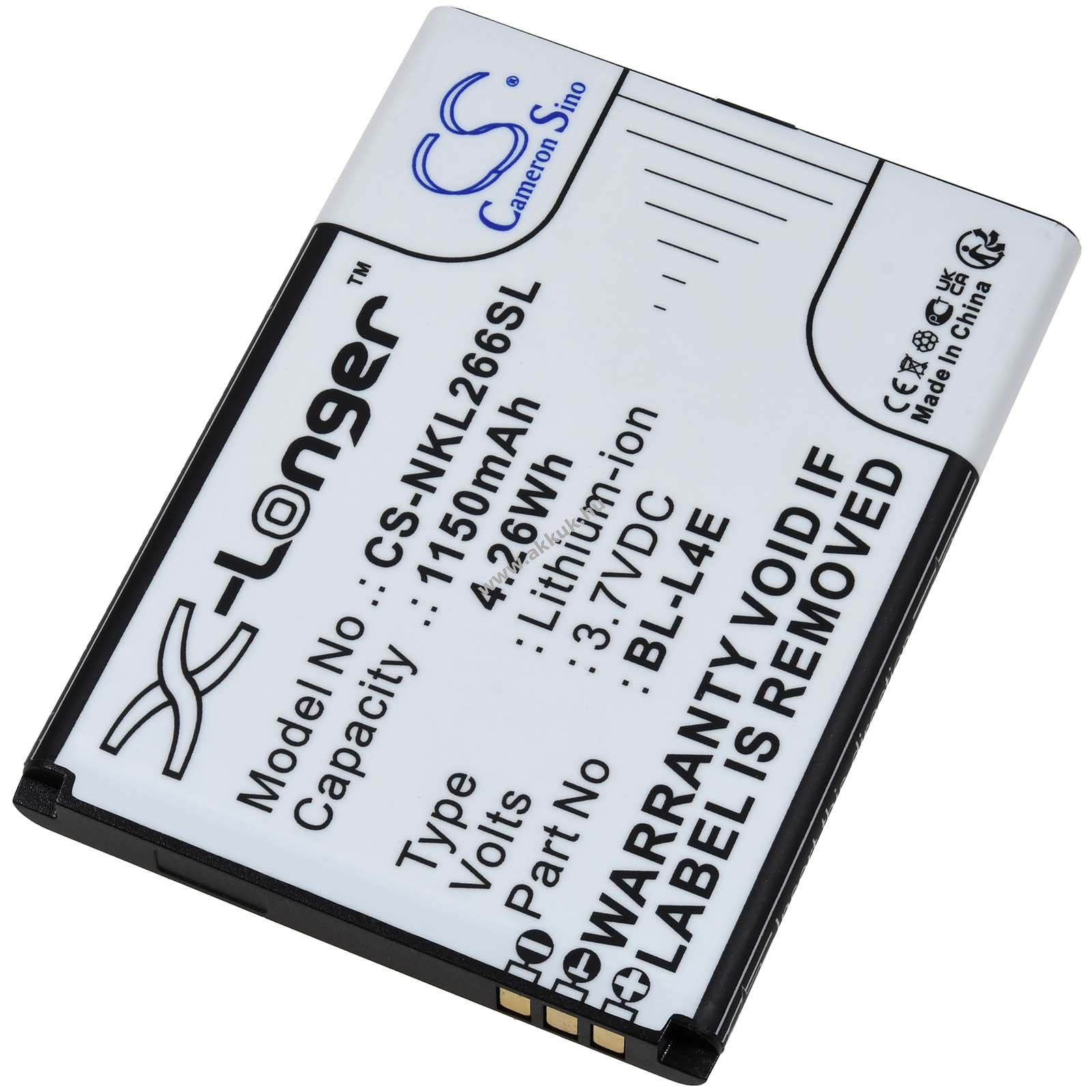 Kompatibilis akku Nokia típus BL-L4E 1150mAh Li-Ion