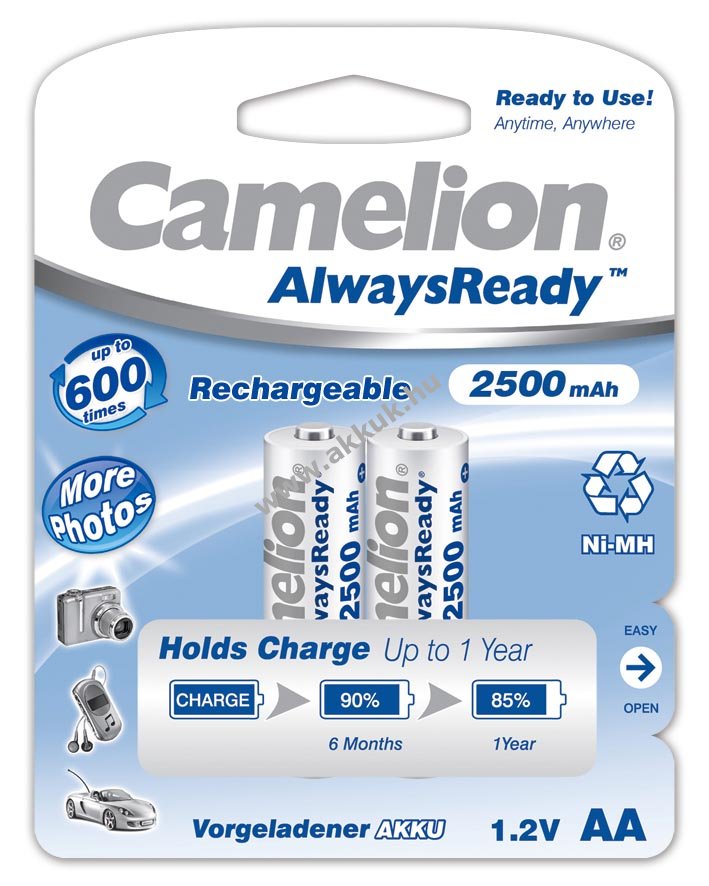 Camelion akku típus HR6 Mignon AA (ceruzaakku típus) AlwaysReady 2db/csom. 2500mAh