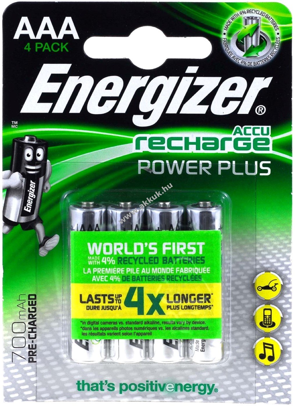 Energizer POWER PLUS LR3 akku 700mAh 4db/csom.