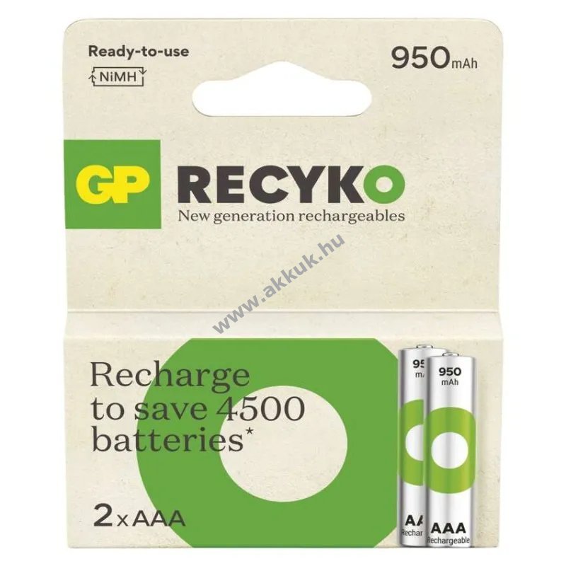 GP ReCyko Ni-MH akku HR03 (AAA) 950mAh 2db/csomag