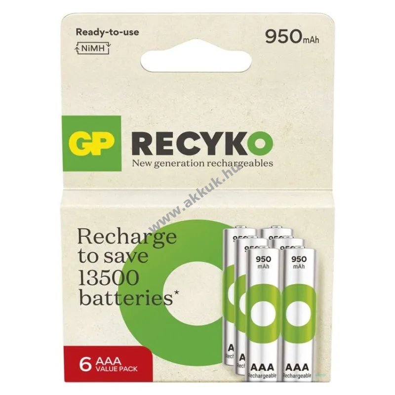 GP ReCyko Ni-MH akku HR03 (AAA) 950mAh 6db/csomag
