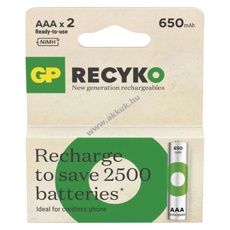 GP ReCyko Ni-MH akku HR03 (AAA) 650mAh 2db/csomag - Kiárusítás
