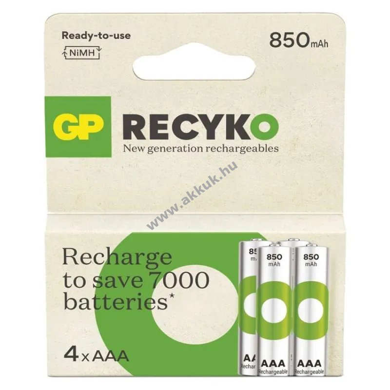 GP ReCyko Ni-MH akku HR03 (AAA) 850mAh 4db/csomag - Kiárusítás