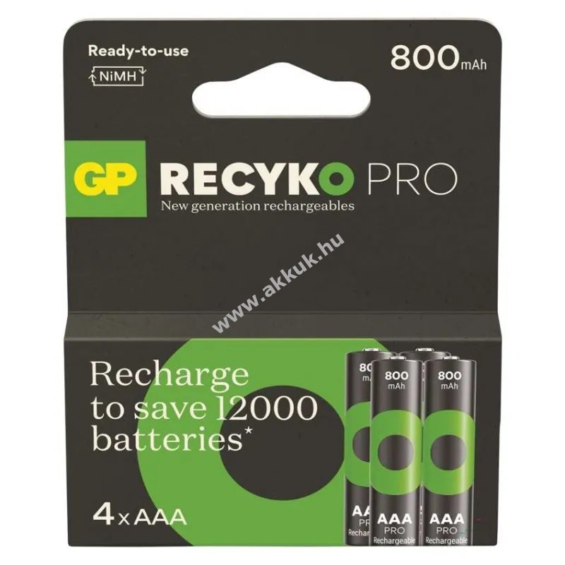 GP ReCyko Pro NiMH akku HR03 (AAA) 800mAh 4db/csomag