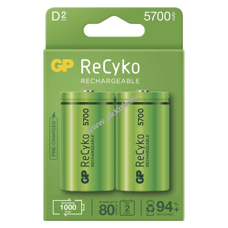 GP ReCyko HR20 góliát akku (D) 5700mAh 2db/darab - Kiárusítás!