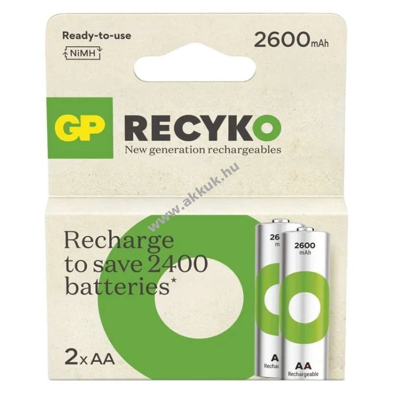 GP ReCyko Ni-MH akku HR6 (AA), 2600mAh 2db/csomag