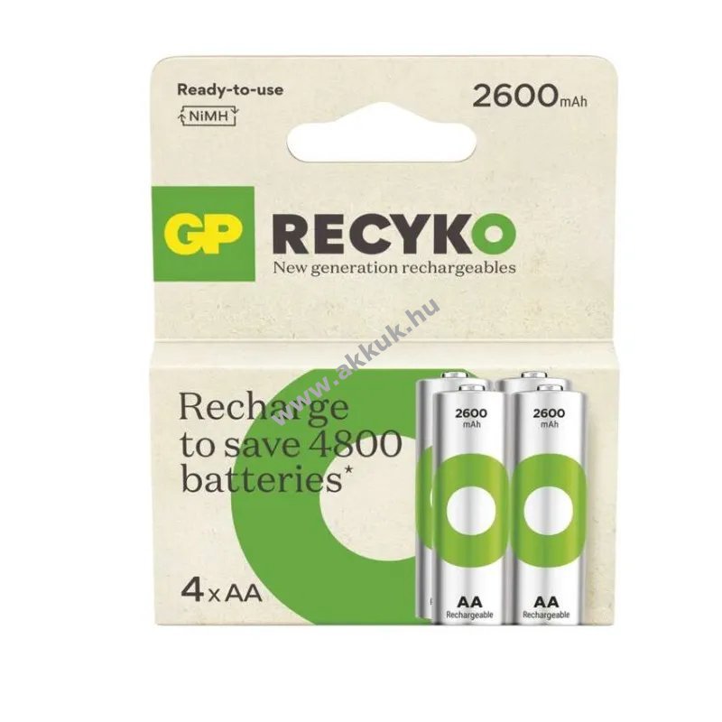 GP ReCyko Ni-MH akku HR6 (AA), 2600mAh 4db/csomag