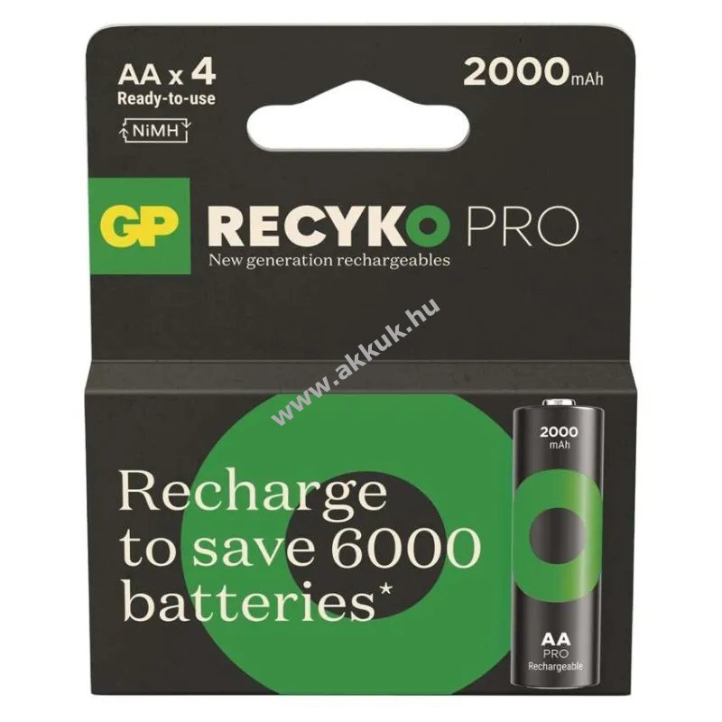 GP ReCyko Pro Ni-MH akku HR6 (AA), 2000mAh 4db/csomag - Kiárusítás