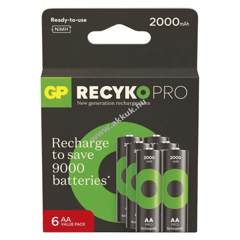 GP ReCyko Pro Ni-MH akku HR6 (AA), 2000mAh 6db/csomag - Kiárusítás