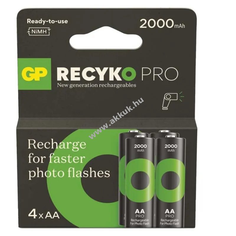GP ReCyko Pro Photo Flash Ni-MH akku HR6 (AA), 2000mAh 4db/csomag - Kiárusítás