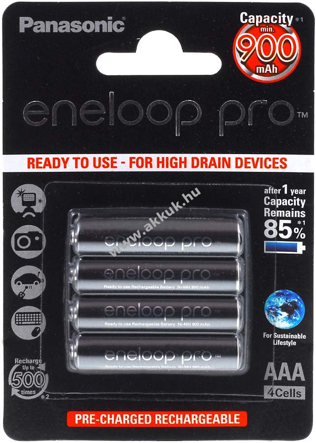 Panasonic eneloop Pro AAA akku típus BK-4HCCE/4BE 4db/csom.