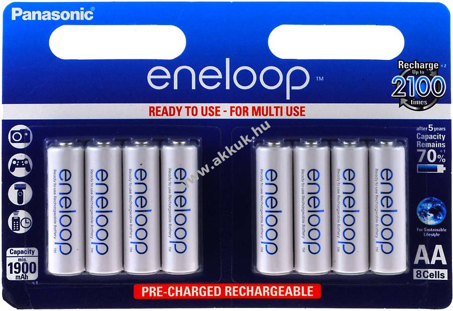 Sanyo/Panasonic eneloop ceruza akkucsomag típus BK-3MCCE AA 1900mAH 8db/csom.