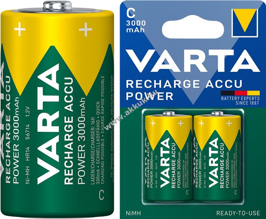 Varta Ready to Use -- C (bébi méret) akku 1,2V 3000mAh 2db/csomag NiMH