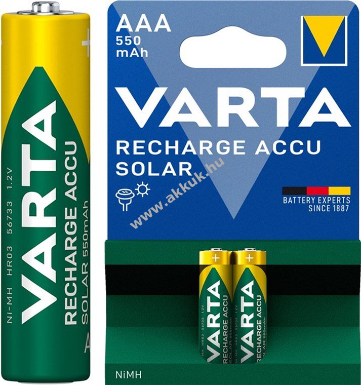 Varta akku AAA/HR03 SOLAR 550mAh NiMH 2db/csom.