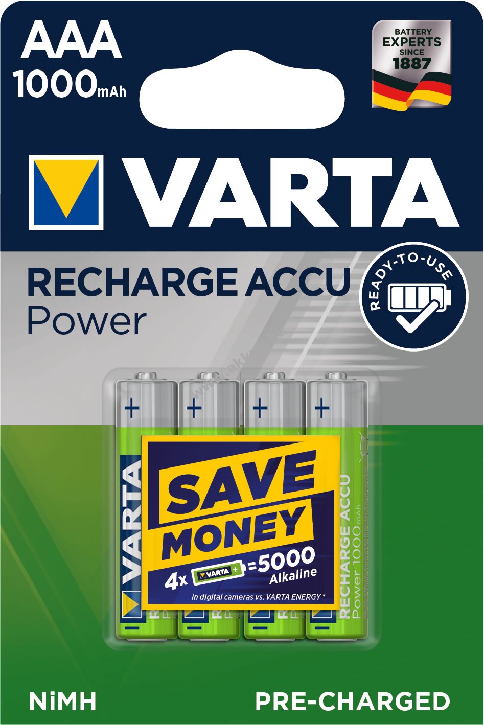 Varta Power Akku Professional 5703 R2U Micro AAA NiMH 4db/csom. 1000mAh