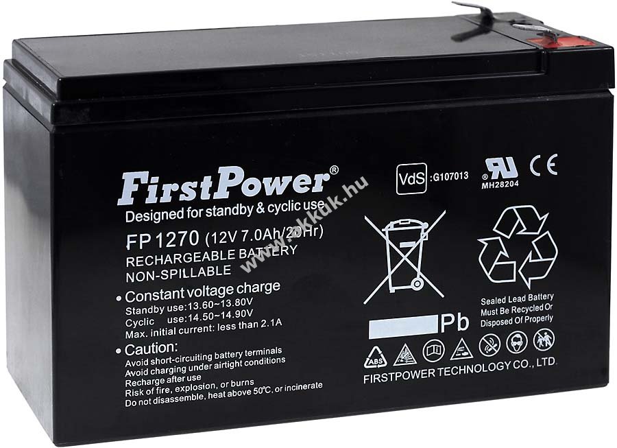 FirstPower ólom zselés akku szünetmenteshez APC RBC 110 12V 7Ah