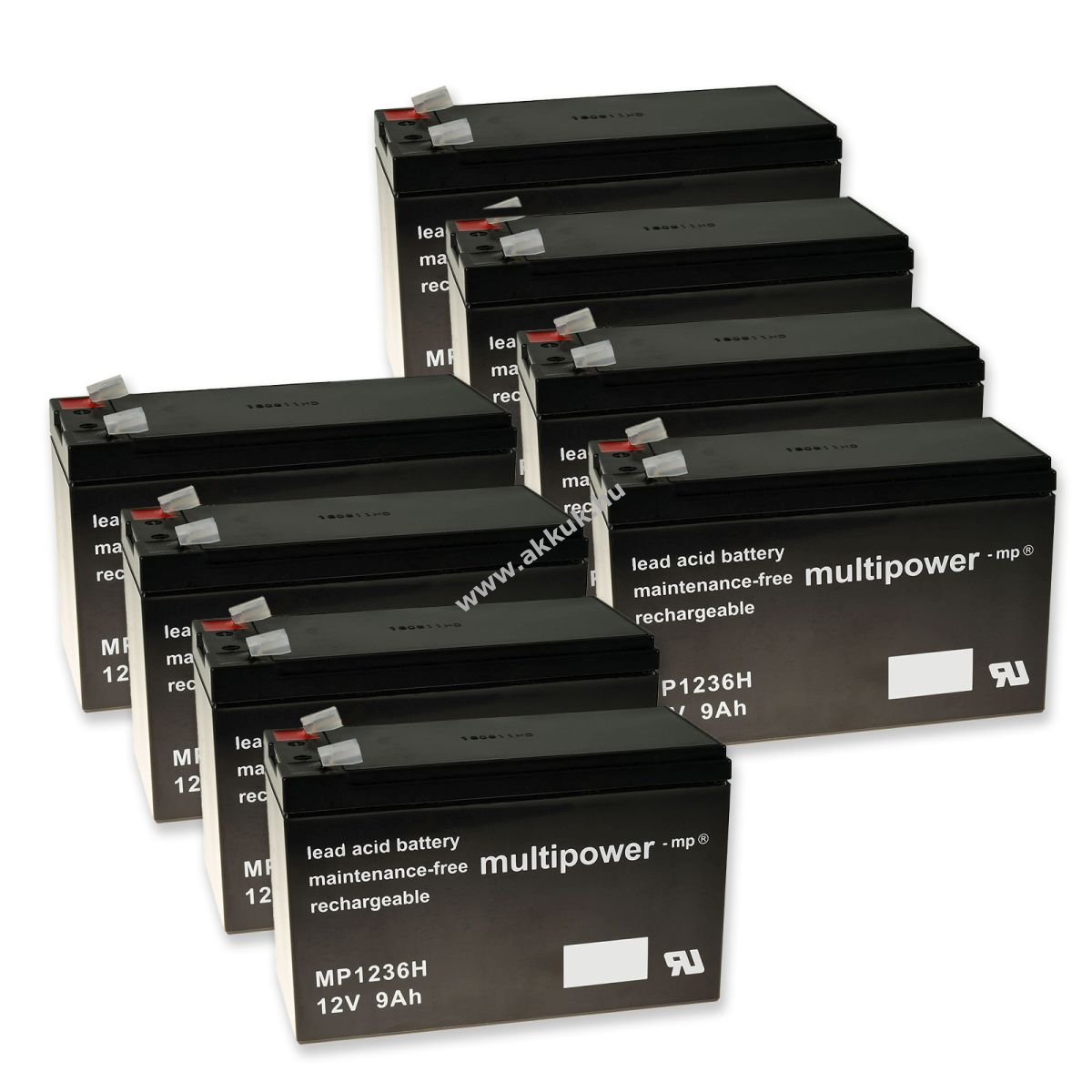 Powery ólom akku MP1236H kompatibilis APC RBC12 12V 9Ah (7,2Ah/7Ah is)