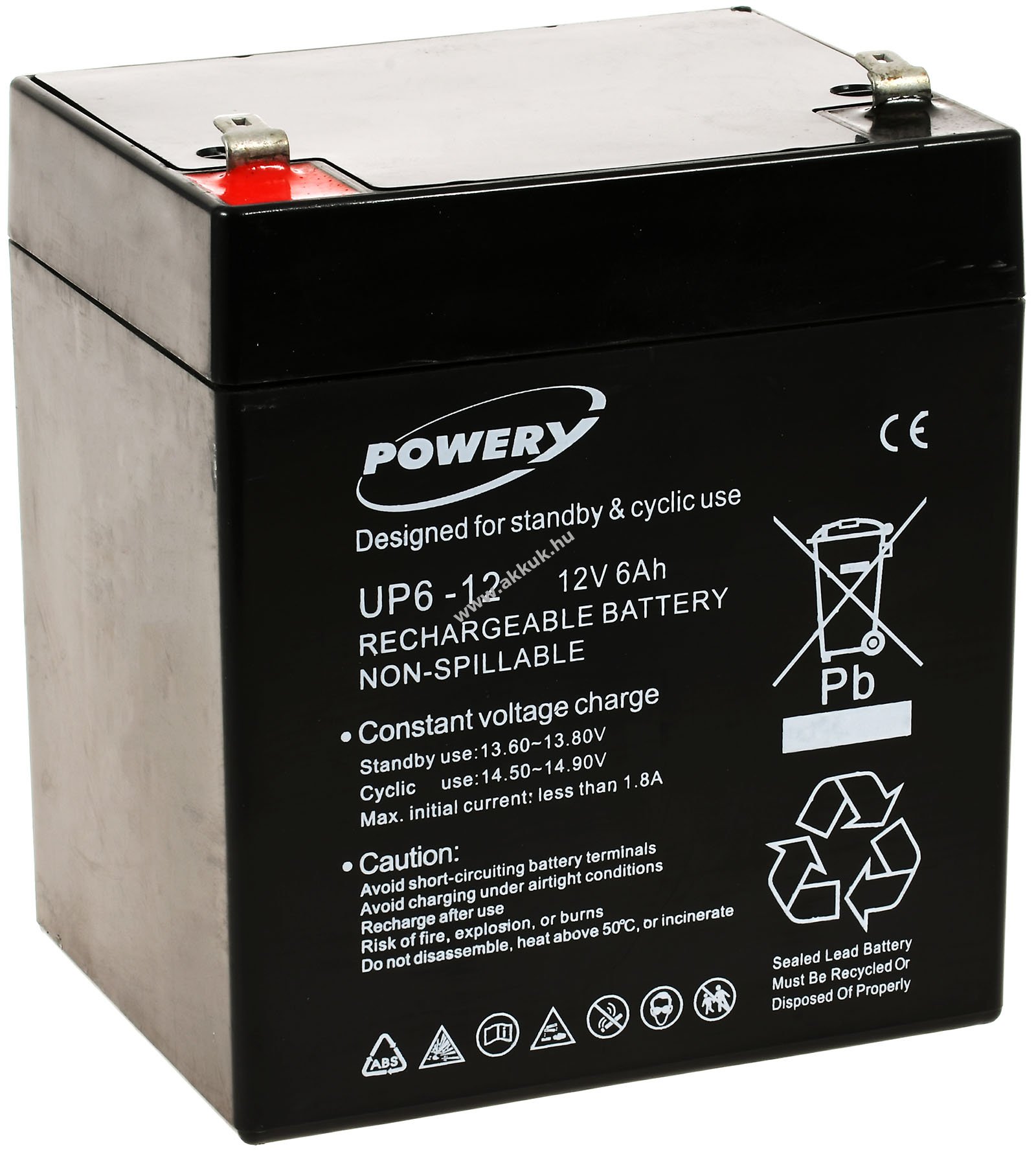 Powery ólom zselés akku 12V 6Ah helyettesíti APC RBC 29