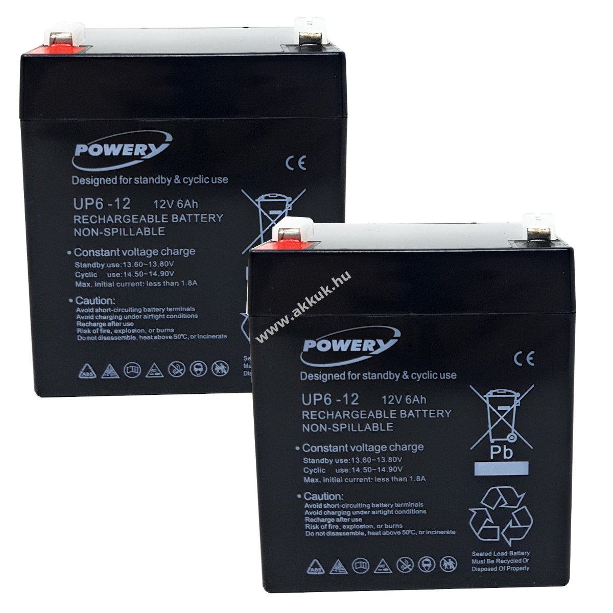 Powery ólom zselés akku 12V 6Ah helyettesíti APC RBC 20