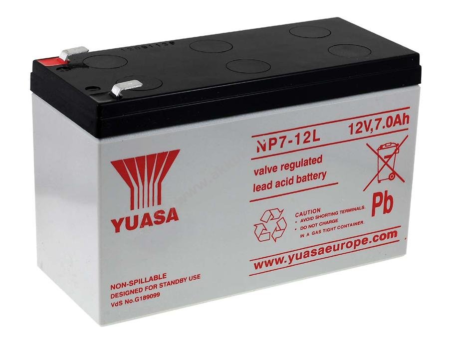 Ólom akku 12V 7Ah (YUASA) típus NP7-12L VDS-minõsítéssel helyettesíti CSB / Hitachi GP1270 F2