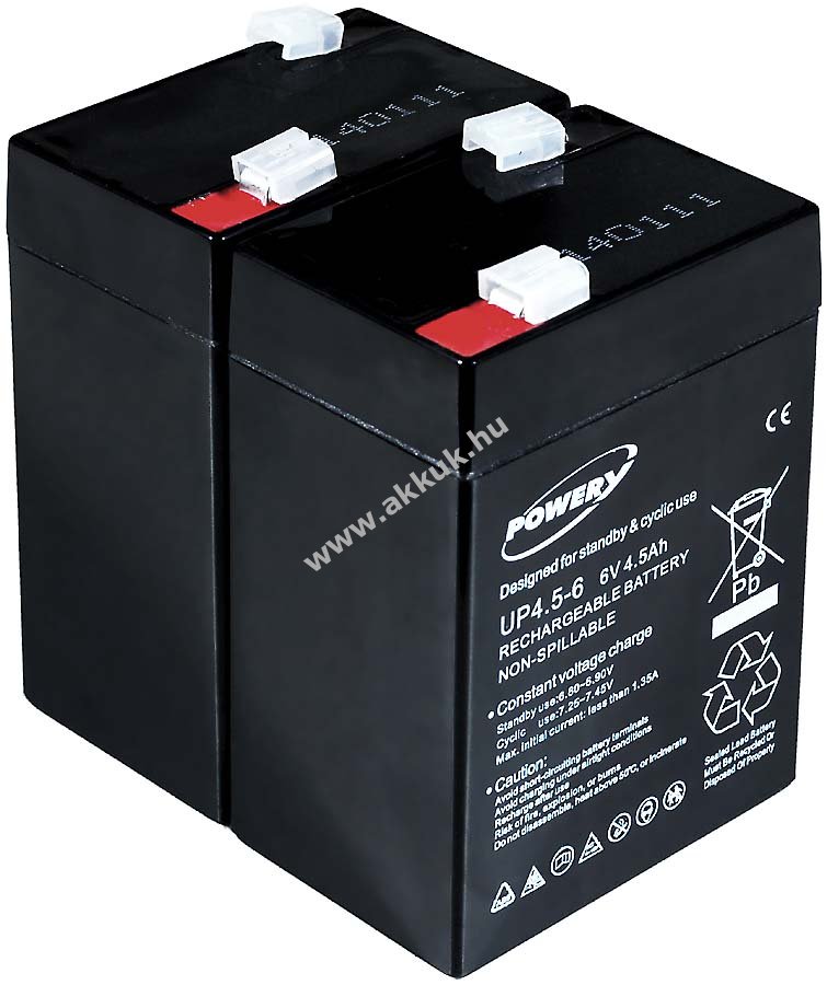2db Powery ólomakku helyettesíti FIAMM FG10451 6V 4,5Ah