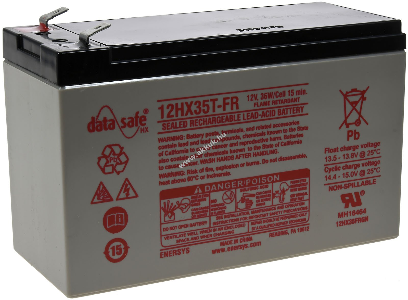 Enersys Hawker Genesis ólom akku DataSafe Longlife 12HX35FR 12V 7,9Ah