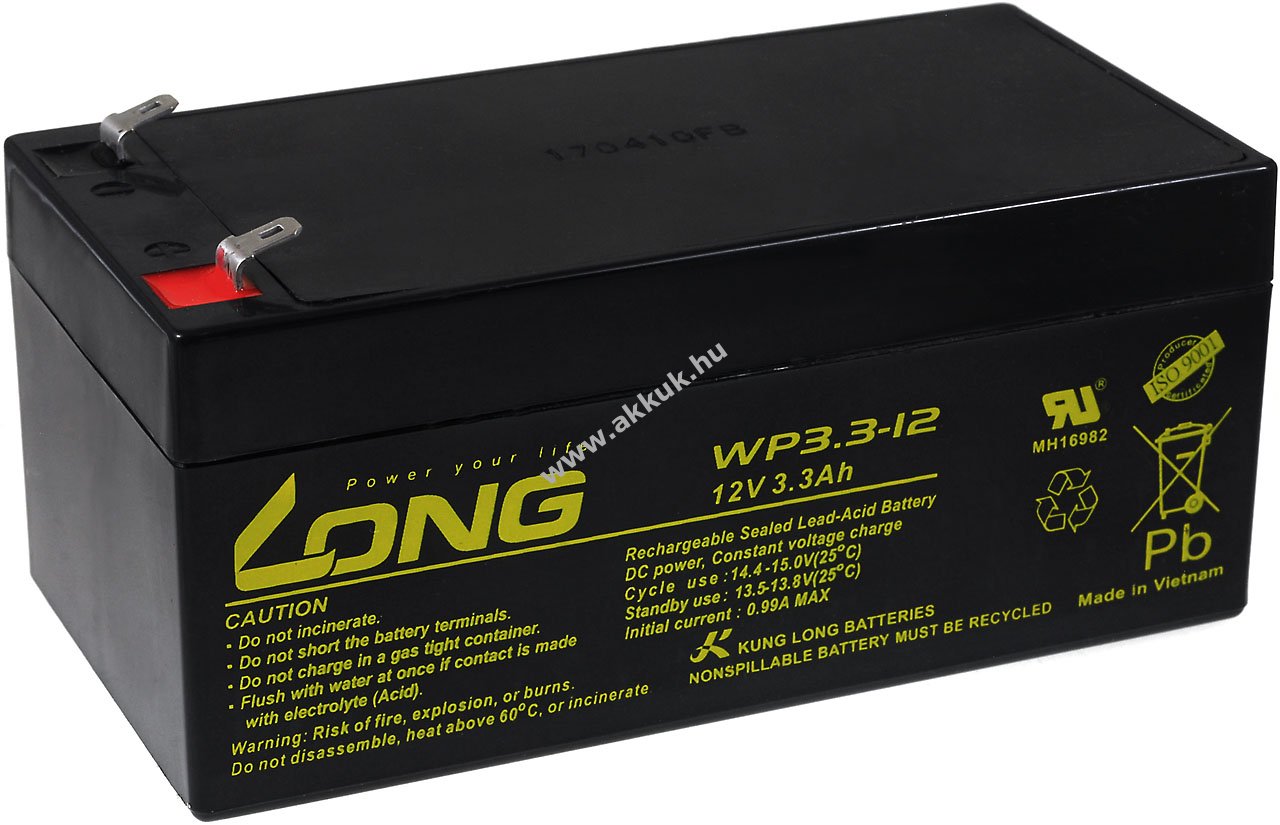 Ólomakku Kung Long típus WP3.3-12 12V 3,3Ah