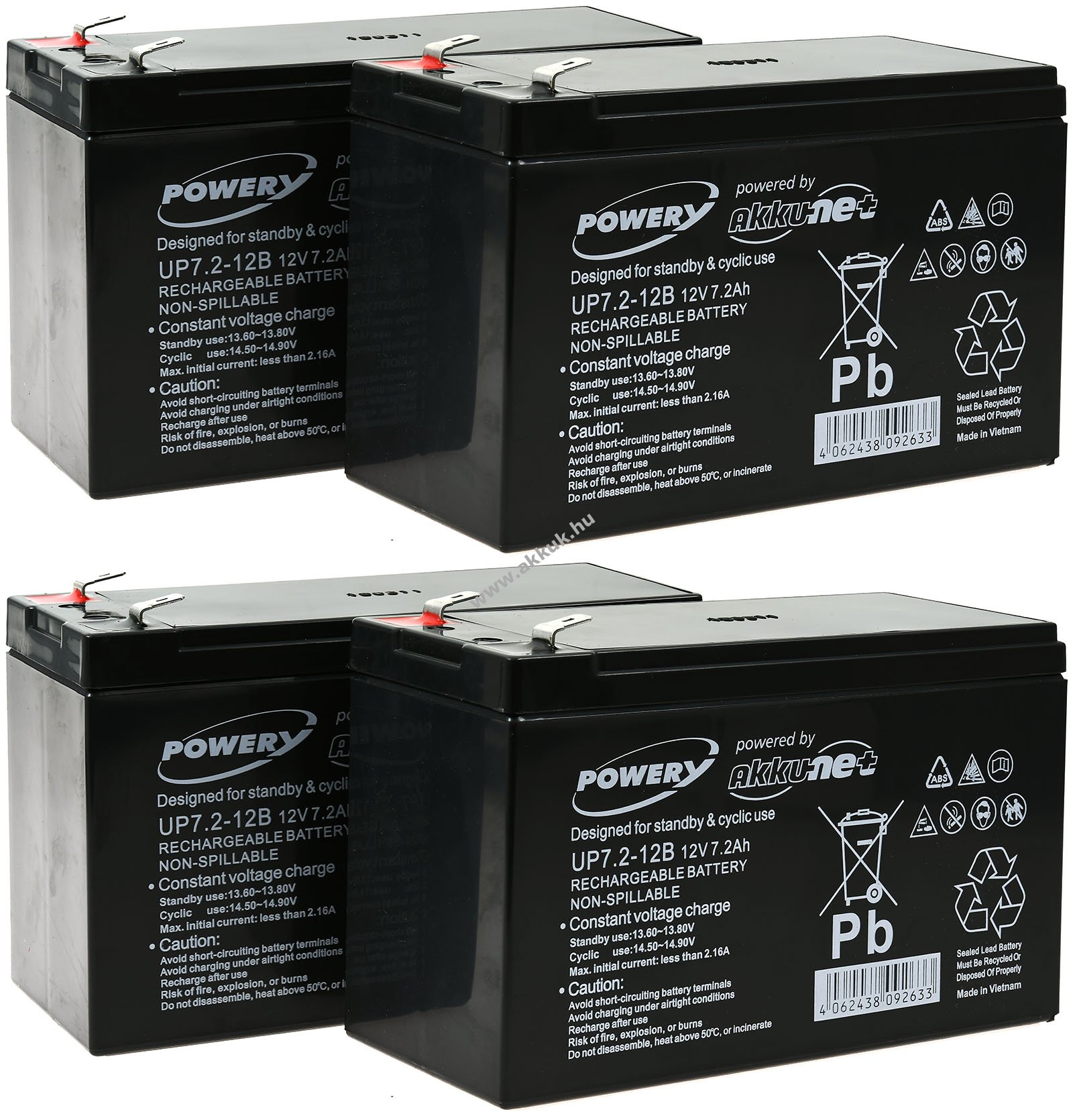 4db Powery ólom zselés akku helyettesíti Panasonic LC-R127R2PG