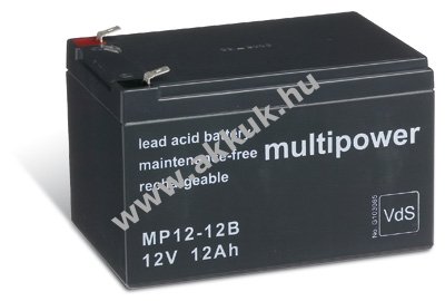 Powery ólom akku Multipower MP12-12B VDS min. helyettesíti Panasonic LC-RA1212PG1 12V 12Ah