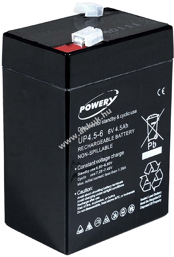Powery ólom zselés akku Peg Perego Polaris Sportsman 400 6V 4,5Ah (helyettesíti 4Ah, 5Ah)