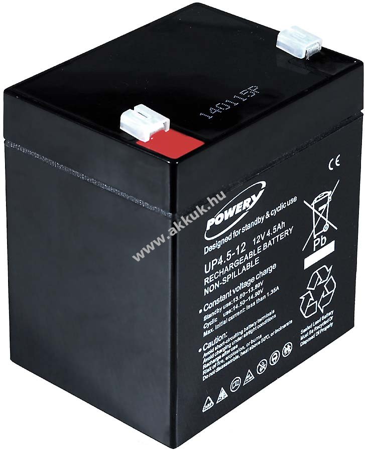 Powery ólom akku helyettesíti FIAMM típus FG20451 12V 4,5Ah