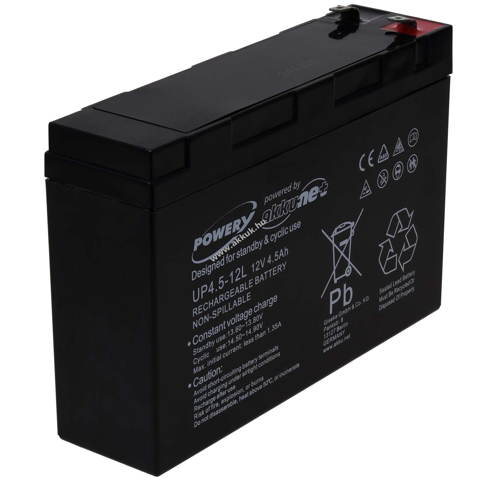 Powery ólom akku FP1245B helyettesíti Panasonic UP-VW1220P1 12V 4,5Ah