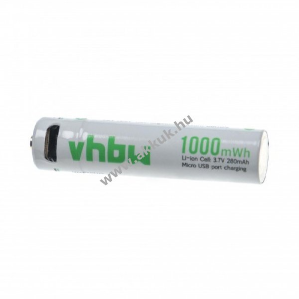 AAA akkucella Micro USB csatlakozóval, 280mAh, Li-Ion