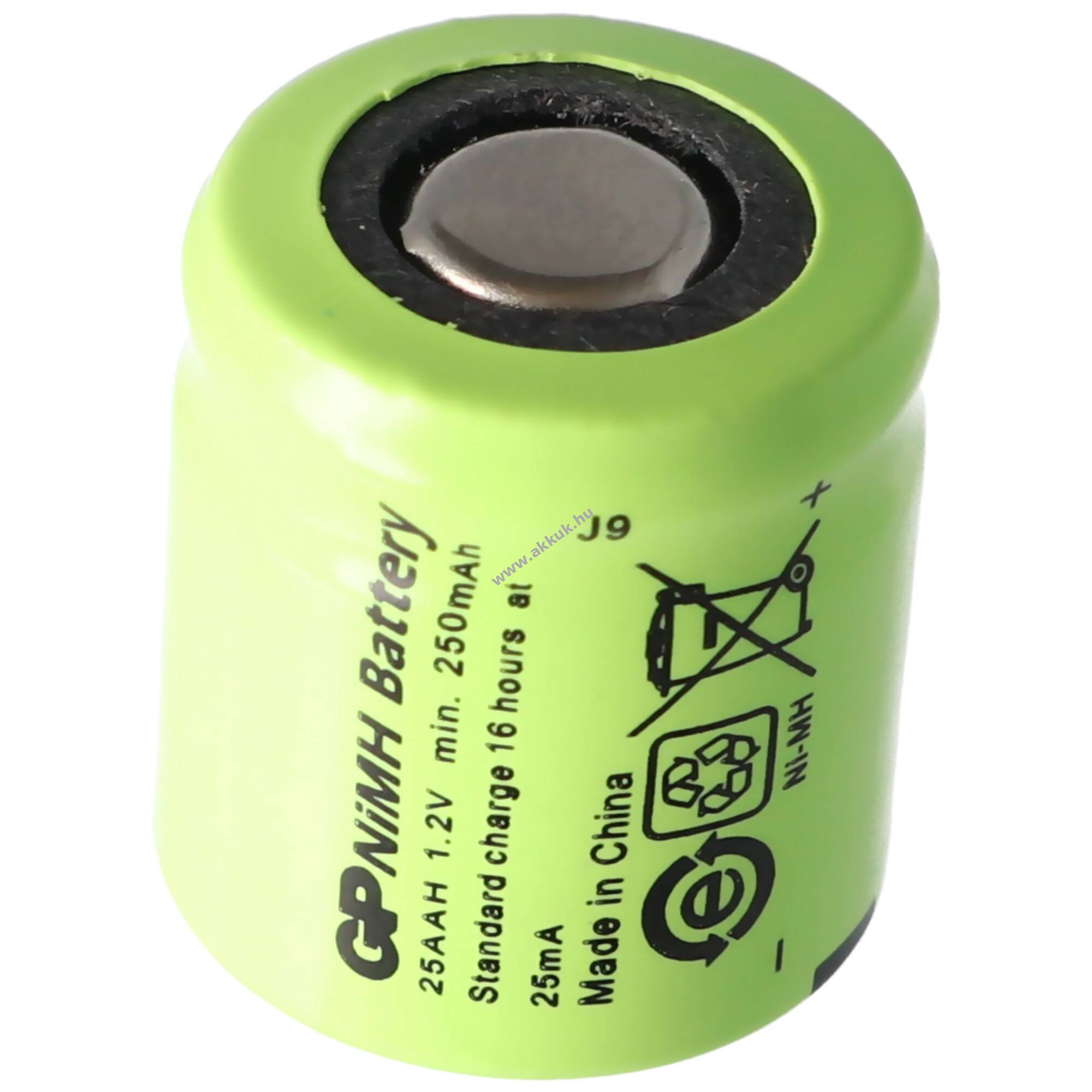 GP akkucella típus 25AAH - 1/3 AA - 1,2V 250mAh NiMH