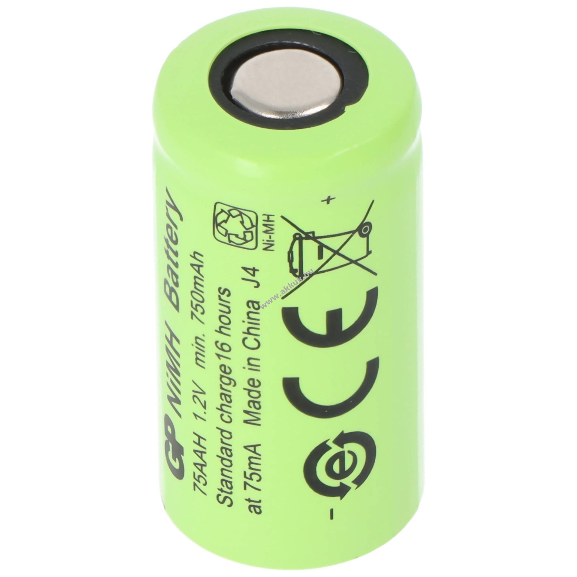 GP akkucella típus 75AAH - 2/3 AA - 1,2V 750mAh NiMH