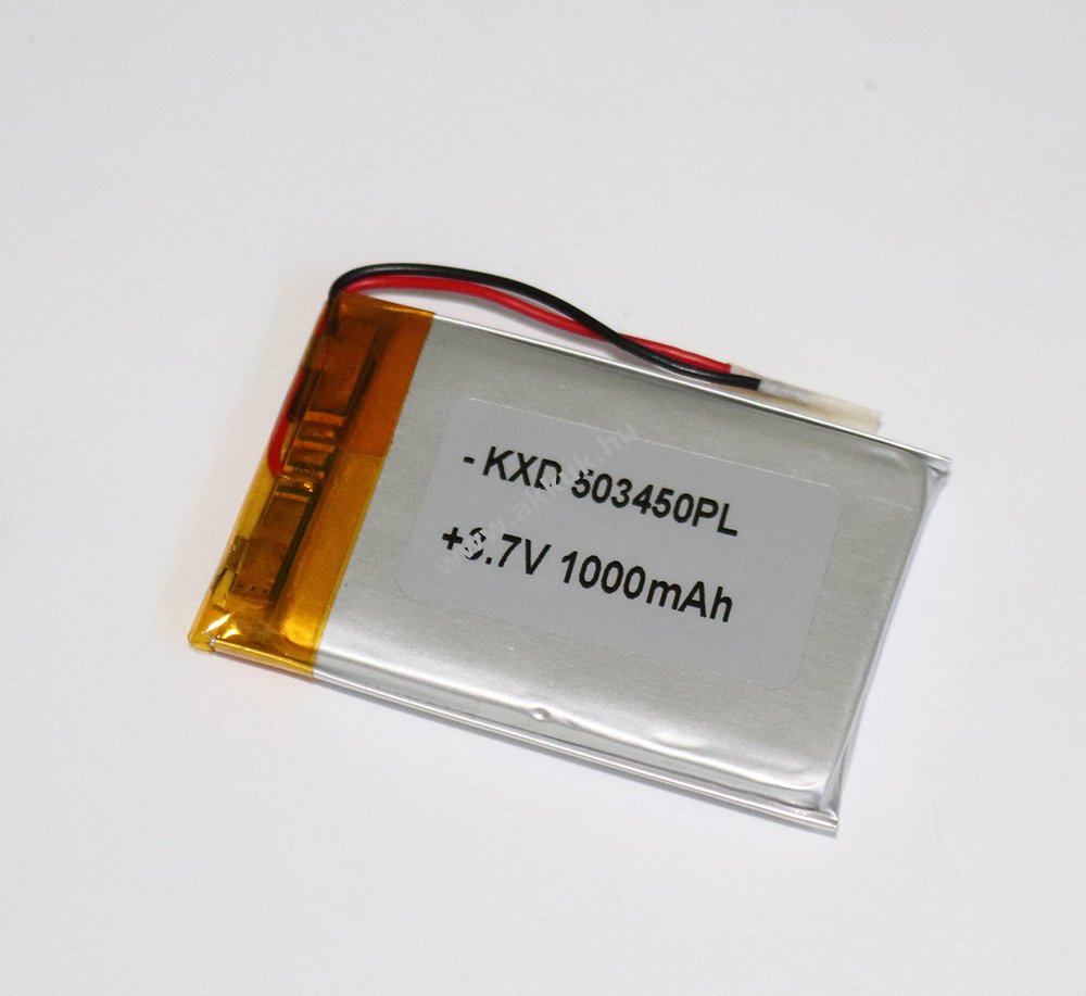 Li-Po akku 3,7V 1000mAh 503450 vezetékes, beszerelhetõ